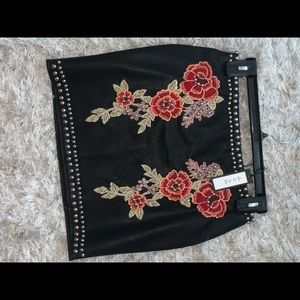 Black leather skirt with roses and studs 🌹